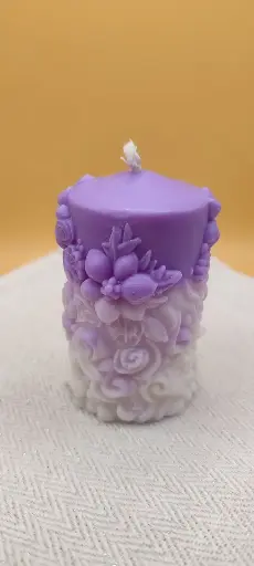 Bougie petit pilier fleuri