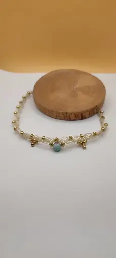 Collier onde couleur crème